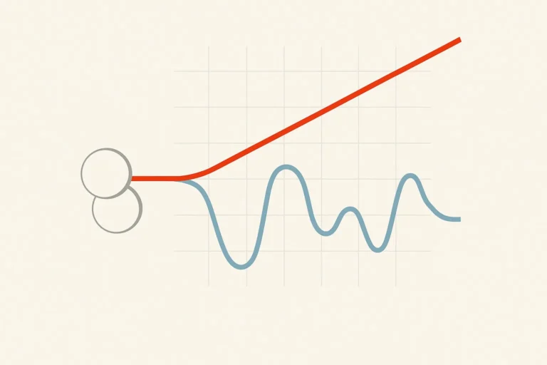 Two currency route lines diverging over an abstract exchange-rate grid